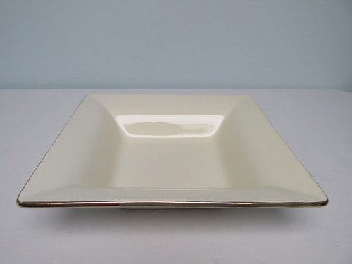13"x13" Square Ivory Ceramic Dish